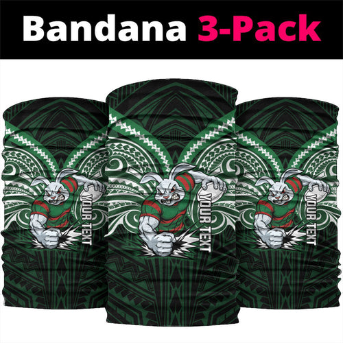 Custom South Sydney Rabbitohs Rugby Neck Gaiter Rabbit Warrior Polynesia Islander Rugby Mascot
