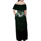 Custom South Sydney Rabbitohs Rugby Off Shoulder Maxi Dress Rabbit Warrior Polynesia Islander Rugby Mascot