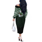 Custom South Sydney Rabbitohs Rugby Off The Shoulder Long Sleeve Dress Rabbit Warrior Polynesia Islander Rugby Mascot