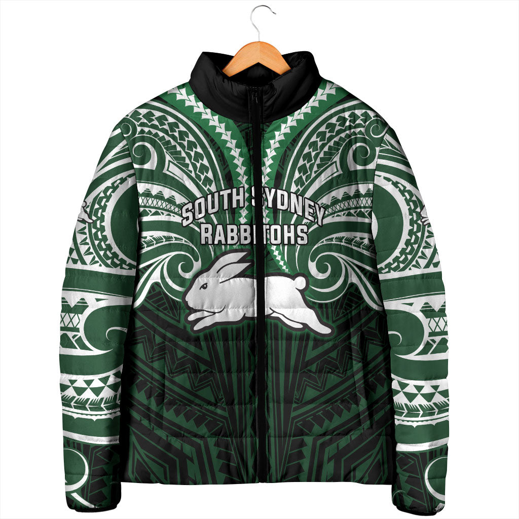 Custom South Sydney Rabbitohs Rugby Padded Jacket Rabbit Warrior Polynesia Islander Rugby Mascot