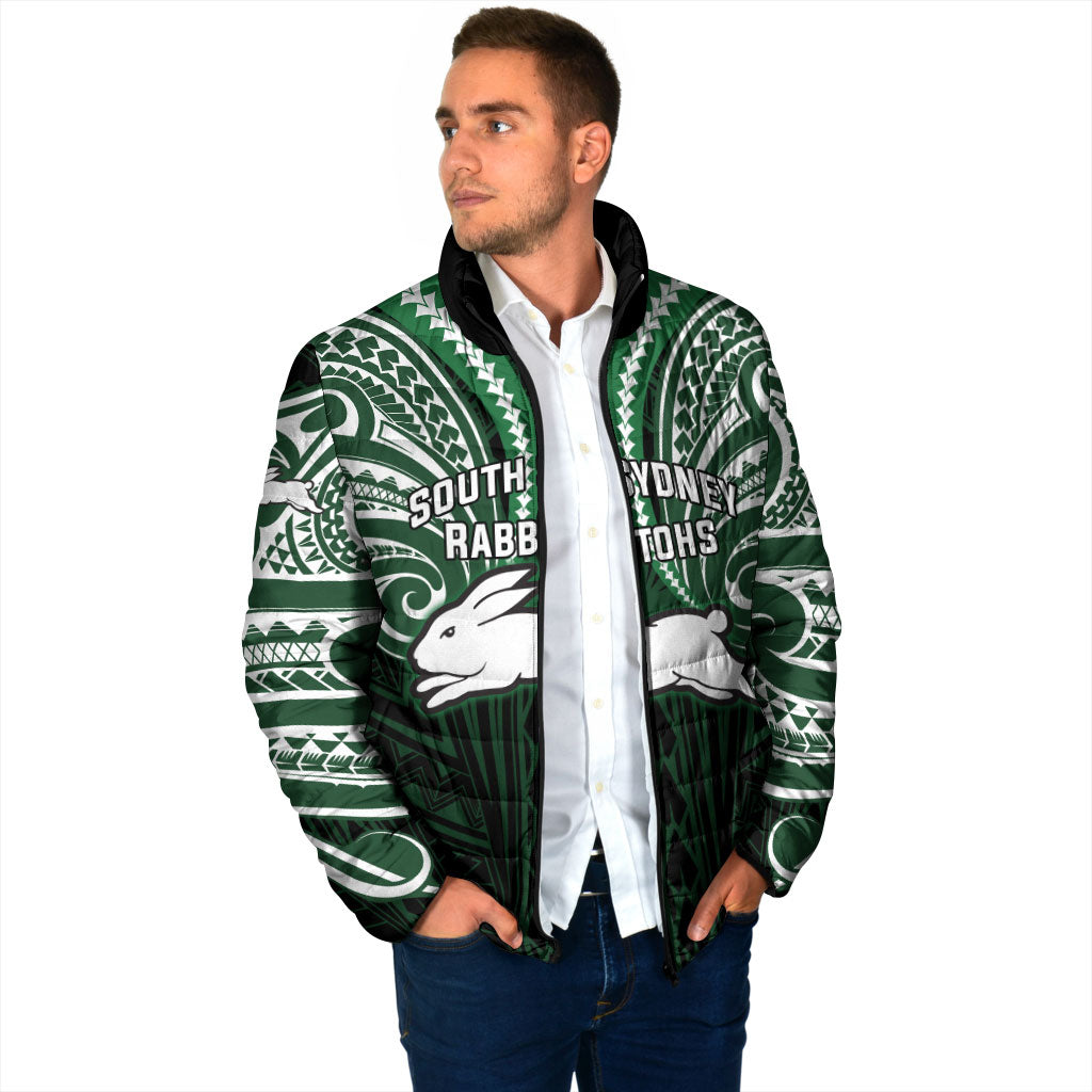 Custom South Sydney Rabbitohs Rugby Padded Jacket Rabbit Warrior Polynesia Islander Rugby Mascot