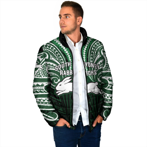 Custom South Sydney Rabbitohs Rugby Padded Jacket Rabbit Warrior Polynesia Islander Rugby Mascot