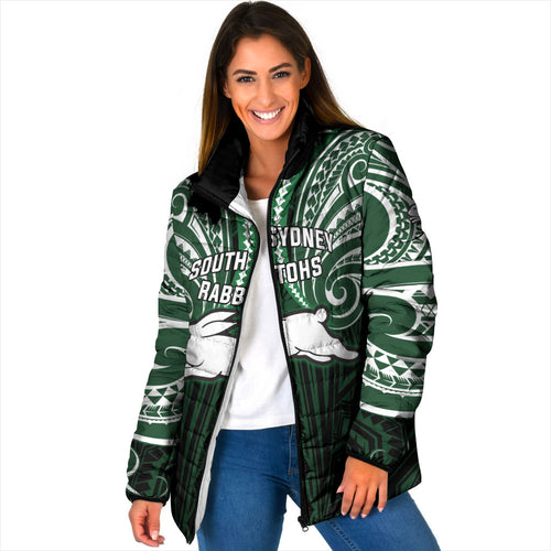Custom South Sydney Rabbitohs Rugby Padded Jacket Rabbit Warrior Polynesia Islander Rugby Mascot