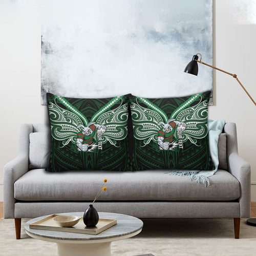 Custom South Sydney Rabbitohs Rugby Pillow Cover Rabbit Warrior Polynesia Islander Rugby Mascot