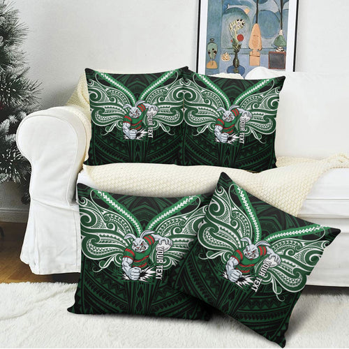 Custom South Sydney Rabbitohs Rugby Pillow Cover Rabbit Warrior Polynesia Islander Rugby Mascot