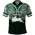 Custom South Sydney Rabbitohs Rugby Polo Shirt Rabbit Warrior Polynesia Islander Rugby Mascot