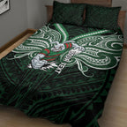 Custom South Sydney Rabbitohs Rugby Quilt Bed Set Rabbit Warrior Polynesia Islander Rugby Mascot