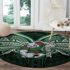 Custom South Sydney Rabbitohs Rugby Round Carpet Rabbit Warrior Polynesia Islander Rugby Mascot