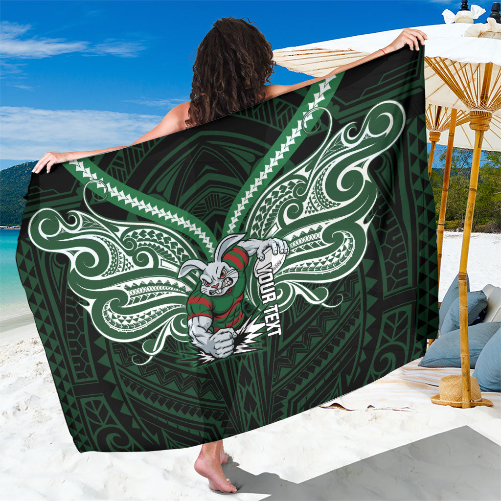 Custom South Sydney Rabbitohs Rugby Sarong Rabbit Warrior Polynesia Islander Rugby Mascot