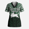 Custom South Sydney Rabbitohs Rugby Scrub Top Rabbit Warrior Polynesia Islander Rugby Mascot
