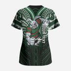 Custom South Sydney Rabbitohs Rugby Scrub Top Rabbit Warrior Polynesia Islander Rugby Mascot