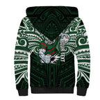 Custom South Sydney Rabbitohs Rugby Sherpa Hoodie Rabbit Warrior Polynesia Islander Rugby Mascot