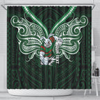 Custom South Sydney Rabbitohs Rugby Shower Curtain Rabbit Warrior Polynesia Islander Rugby Mascot