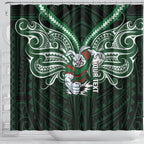 Custom South Sydney Rabbitohs Rugby Shower Curtain Rabbit Warrior Polynesia Islander Rugby Mascot