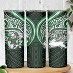 Custom South Sydney Rabbitohs Rugby Skinny Tumbler Rabbit Warrior Polynesia Islander Rugby Mascot