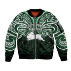 Custom South Sydney Rabbitohs Rugby Sleeve Zip Bomber Jacket Rabbit Warrior Polynesia Islander Rugby Mascot