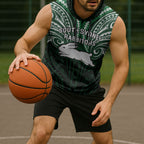 Custom South Sydney Rabbitohs Rugby Sleeveless Hoodie Rabbit Warrior Polynesia Islander Rugby Mascot