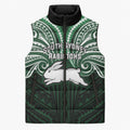 Custom South Sydney Rabbitohs Rugby Sleeveless Puffer Jacket Rabbit Warrior Polynesia Islander Rugby Mascot