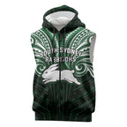 Custom South Sydney Rabbitohs Rugby Sleeveless Zip Hoodie Rabbit Warrior Polynesia Islander Rugby Mascot