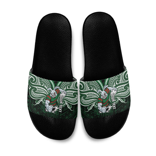 Custom South Sydney Rabbitohs Rugby Slide Sandals Rabbit Warrior Polynesia Islander Rugby Mascot