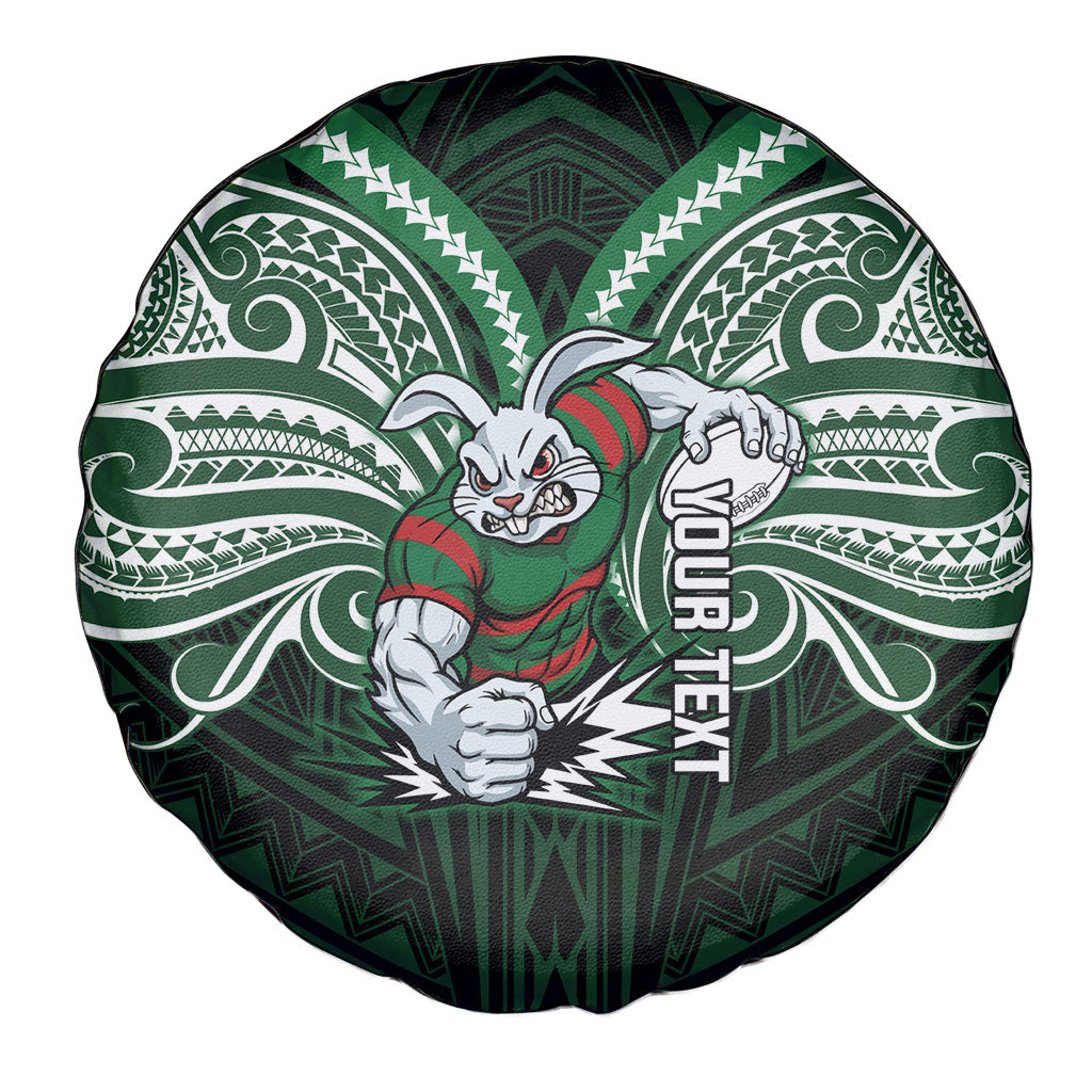Custom South Sydney Rabbitohs Rugby Spare Tire Cover Rabbit Warrior Polynesia Islander Rugby Mascot