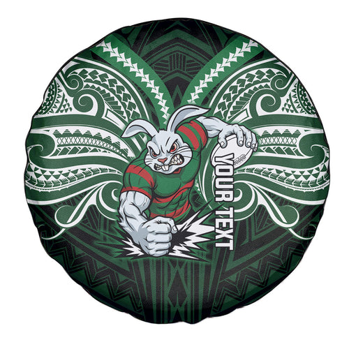 Custom South Sydney Rabbitohs Rugby Spare Tire Cover Rabbit Warrior Polynesia Islander Rugby Mascot