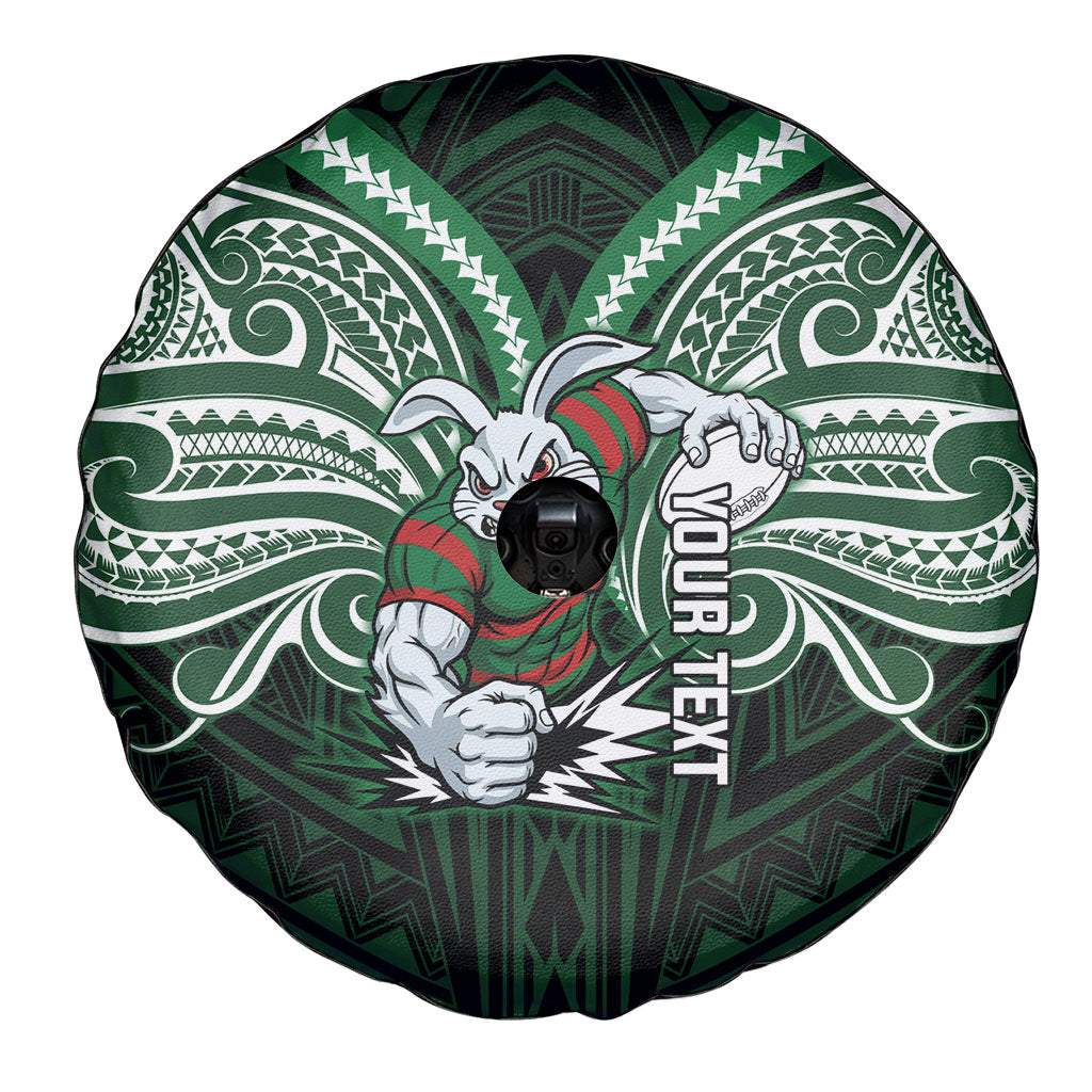 Custom South Sydney Rabbitohs Rugby Spare Tire Cover Rabbit Warrior Polynesia Islander Rugby Mascot