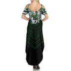 Custom South Sydney Rabbitohs Rugby Summer Maxi Dress Rabbit Warrior Polynesia Islander Rugby Mascot