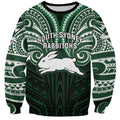Custom South Sydney Rabbitohs Rugby Sweatshirt Rabbit Warrior Polynesia Islander Rugby Mascot