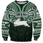 Custom South Sydney Rabbitohs Rugby Sweatshirt Rabbit Warrior Polynesia Islander Rugby Mascot