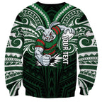 Custom South Sydney Rabbitohs Rugby Sweatshirt Rabbit Warrior Polynesia Islander Rugby Mascot