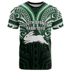 Custom South Sydney Rabbitohs Rugby T Shirt Rabbit Warrior Polynesia Islander Rugby Mascot