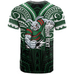 Custom South Sydney Rabbitohs Rugby T Shirt Rabbit Warrior Polynesia Islander Rugby Mascot