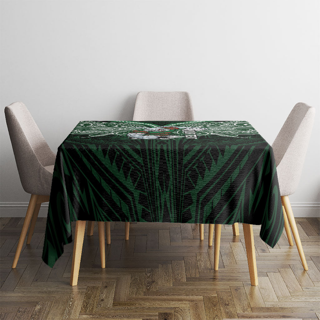 Custom South Sydney Rabbitohs Rugby Tablecloth Rabbit Warrior Polynesia Islander Rugby Mascot