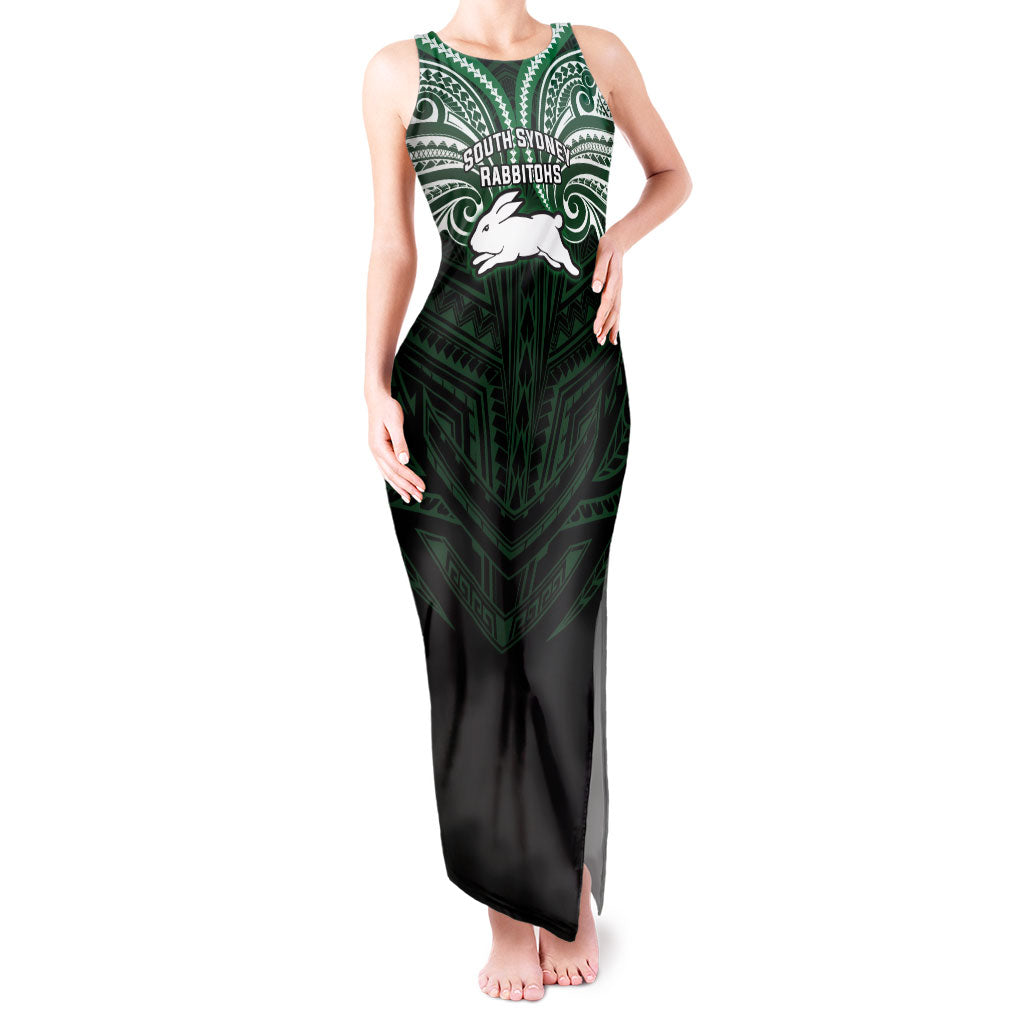 Custom South Sydney Rabbitohs Rugby Tank Maxi Dress Rabbit Warrior Polynesia Islander Rugby Mascot