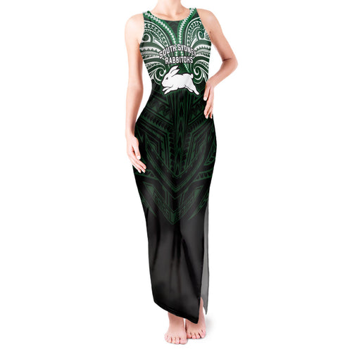 Custom South Sydney Rabbitohs Rugby Tank Maxi Dress Rabbit Warrior Polynesia Islander Rugby Mascot