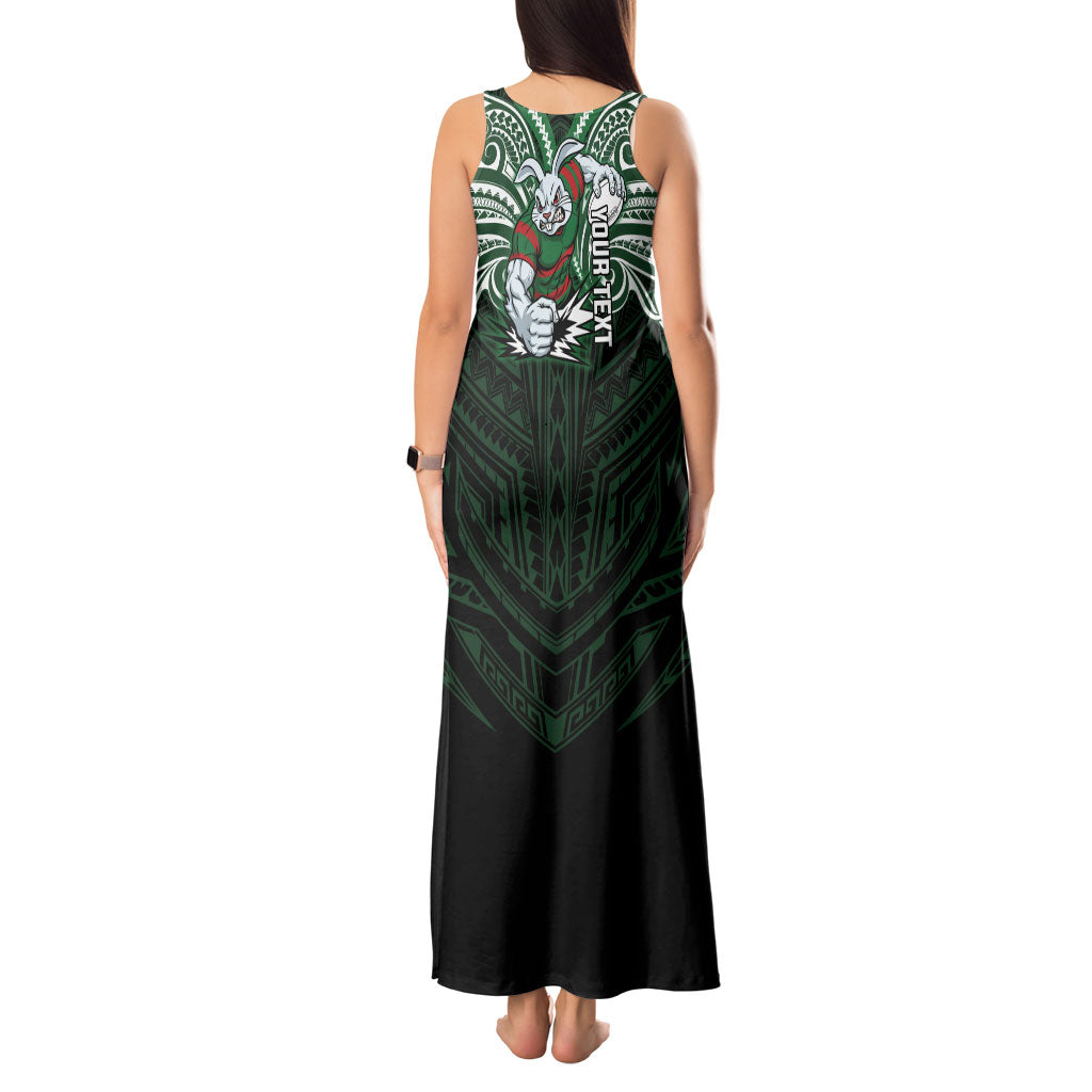 Custom South Sydney Rabbitohs Rugby Tank Maxi Dress Rabbit Warrior Polynesia Islander Rugby Mascot