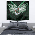 Custom South Sydney Rabbitohs Rugby Tapestry Rabbit Warrior Polynesia Islander Rugby Mascot