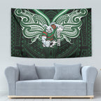 Custom South Sydney Rabbitohs Rugby Tapestry Rabbit Warrior Polynesia Islander Rugby Mascot