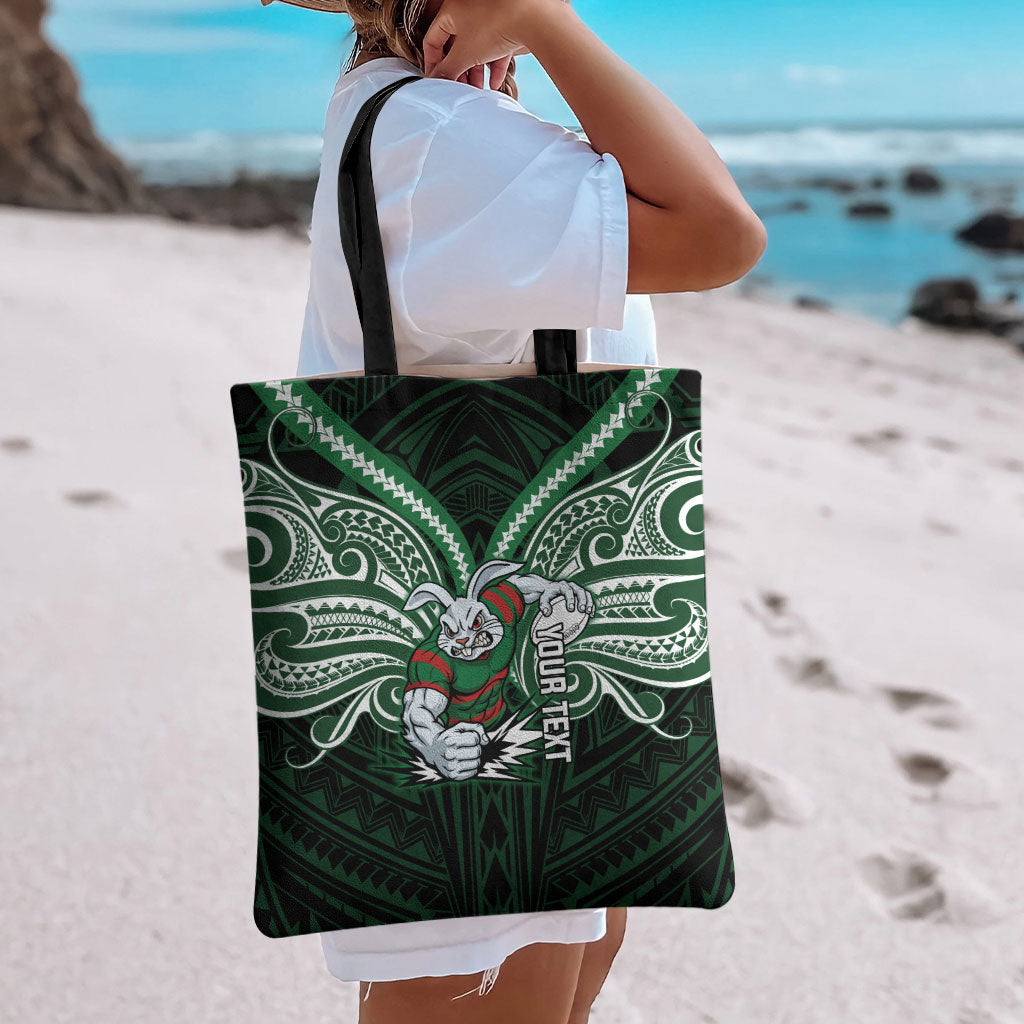 Custom South Sydney Rabbitohs Rugby Tote Bag Rabbit Warrior Polynesia Islander Rugby Mascot