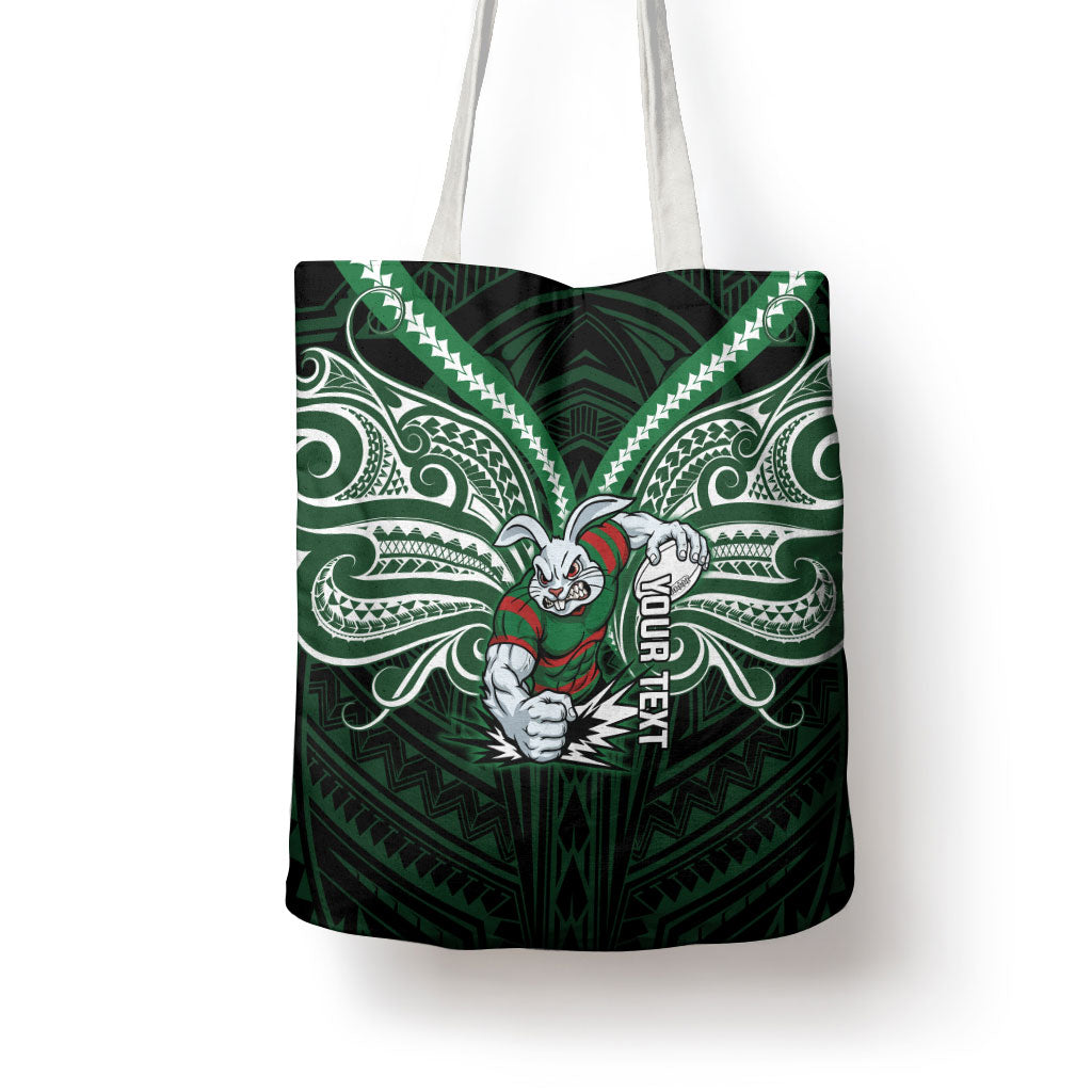 Custom South Sydney Rabbitohs Rugby Tote Bag Rabbit Warrior Polynesia Islander Rugby Mascot
