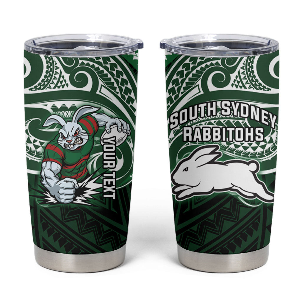 Custom South Sydney Rabbitohs Rugby Tumbler Cup Rabbit Warrior Polynesia Islander Rugby Mascot