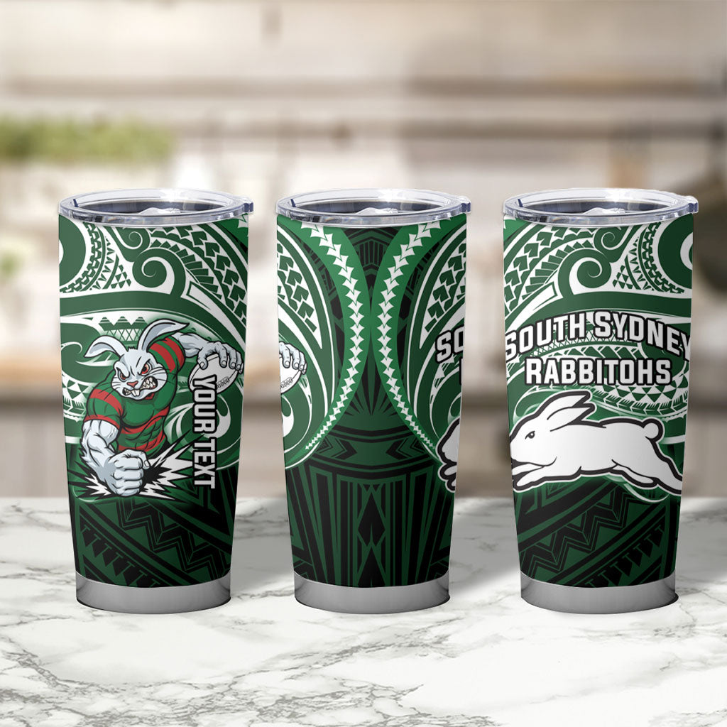 Custom South Sydney Rabbitohs Rugby Tumbler Cup Rabbit Warrior Polynesia Islander Rugby Mascot