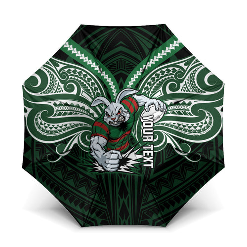 Custom South Sydney Rabbitohs Rugby Umbrella Rabbit Warrior Polynesia Islander Rugby Mascot