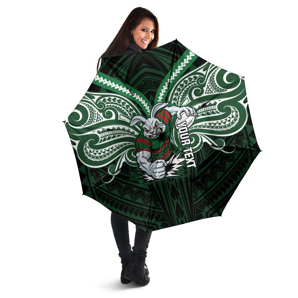 Custom South Sydney Rabbitohs Rugby Umbrella Rabbit Warrior Polynesia Islander Rugby Mascot