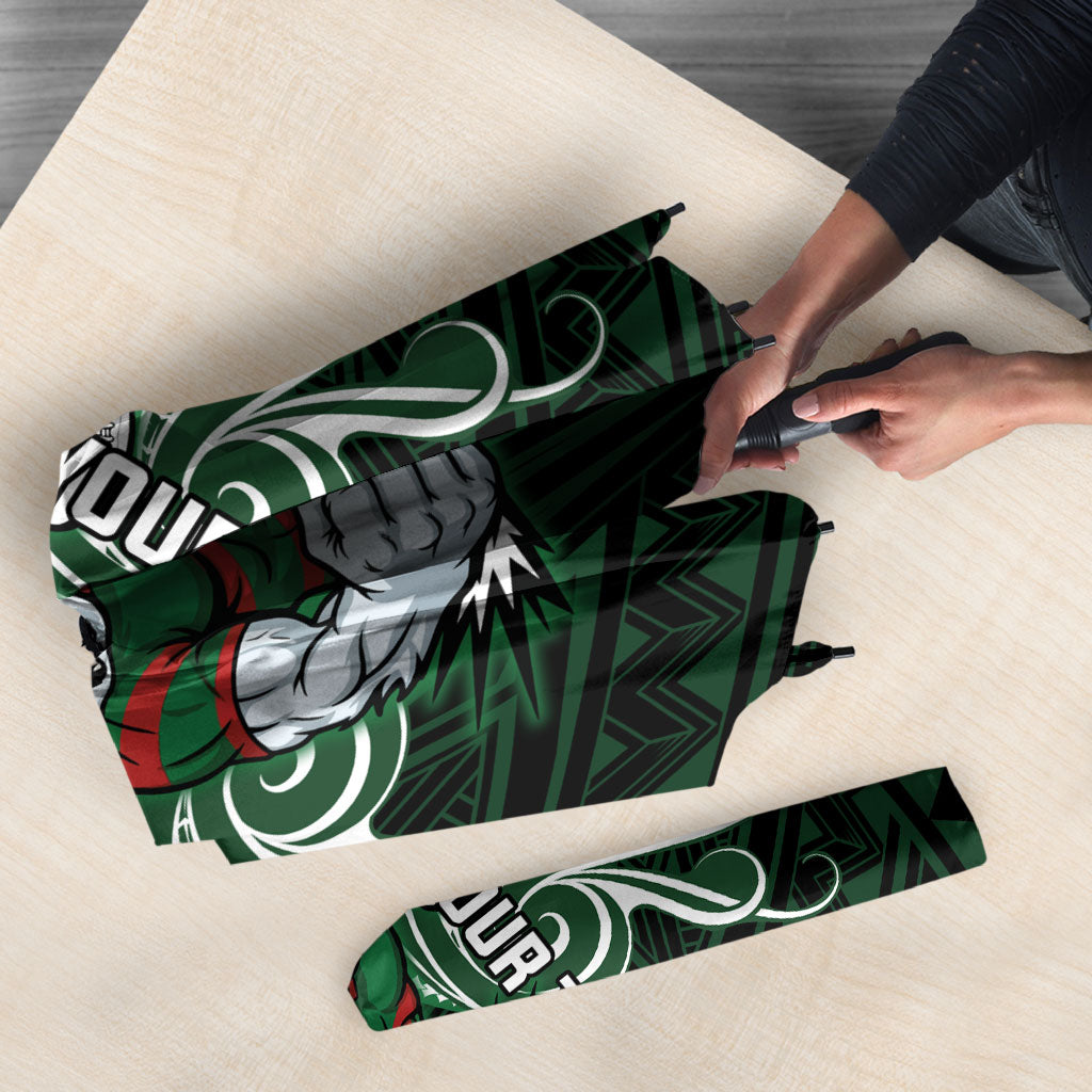 Custom South Sydney Rabbitohs Rugby Umbrella Rabbit Warrior Polynesia Islander Rugby Mascot