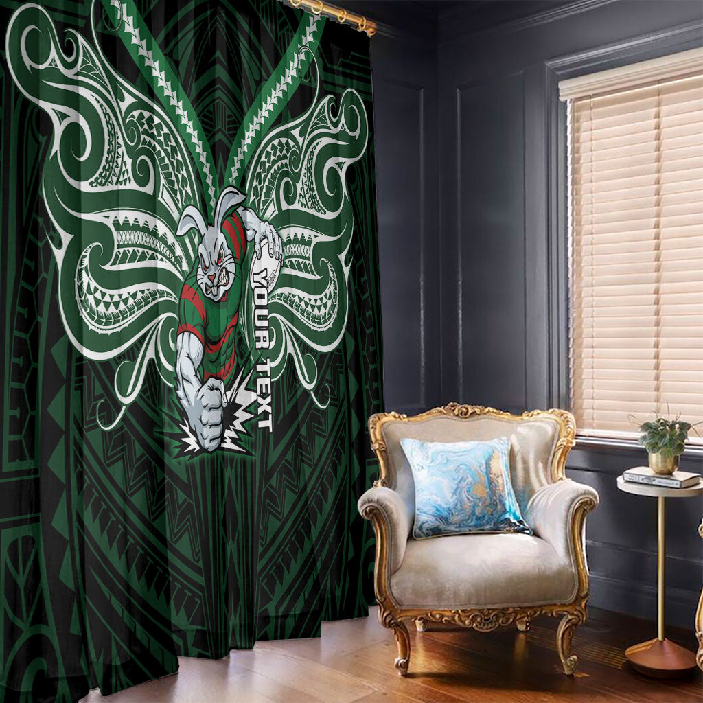 Custom South Sydney Rabbitohs Rugby Window Curtain Rabbit Warrior Polynesia Islander Rugby Mascot