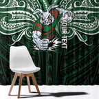 Custom South Sydney Rabbitohs Rugby Window Curtain Rabbit Warrior Polynesia Islander Rugby Mascot