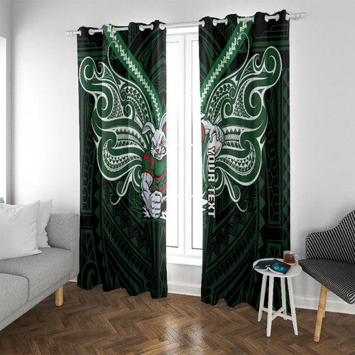 Custom South Sydney Rabbitohs Rugby Window Curtain Rabbit Warrior Polynesia Islander Rugby Mascot
