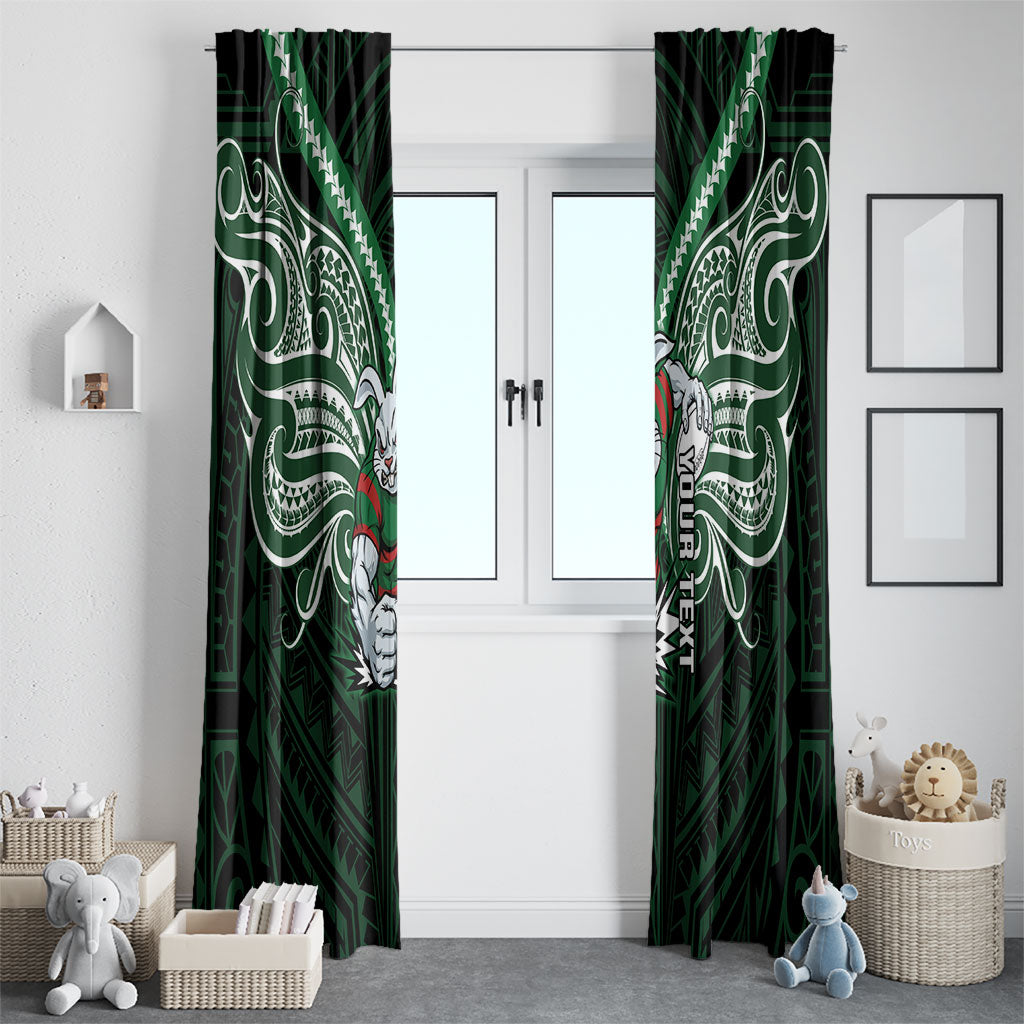 Custom South Sydney Rabbitohs Rugby Window Curtain Rabbit Warrior Polynesia Islander Rugby Mascot